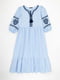 Синя вишита сукня, прикрашена орнаментом | 6829518 | фото 8