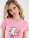 Рожева бавовняна футболка з принтом | 6829561 | фото 3