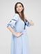 Синя вишита сукня, прикрашена орнаментом | 6829619 | фото 2