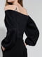 Чорна укорочена блуза з відкритими плечима та об”ємними рукавами | 6829865 | фото 4