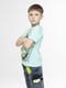 Хлопковая футболка бирюзового цвета с принтом | 6830662 | фото 3