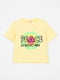 Жовта бавовняна футболка з принтом | 6830671