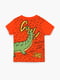 Трикотажный комплект оранжевого цвета с принтом: футболка и шорты | 6831043 | фото 4