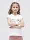 Бавовняна футболка молочного кольору з принтом | 6831113 | фото 2