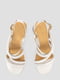 Кожаные белые босоножки на широком каблуке | 6831970 | фото 6