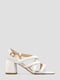 Кожаные белые босоножки на широком каблуке | 6831970 | фото 7
