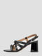 Кожаные черные босоножки на широком каблуке | 6831971 | фото 3