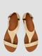 Кожаные бежевые сандалии-вьетнамки | 6831978 | фото 6