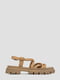 Кожаные бежевые сандалии с ребристой подошвой | 6831991 | фото 7