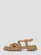 Кожаные бежевые сандалии с ребристой подошвой | 6831991 | фото 3