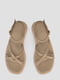 Шкіряні бежеві сандалії з плоскою підошвою. | 6831994 | фото 6