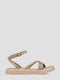 Кожаные бежевые сандалии с плоской подошвой | 6831994 | фото 7