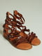 Кожаные коричневые сандалии с пряжками | 6832254 | фото 4