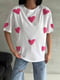 Біла оверсайз футболка в рожеві серця | 6833471 | фото 2