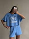 Блакитний костюм-двійка: футболка з принтом та шорти | 6833538 | фото 4