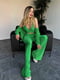 Зелений костюм-трійка в рубчик: топ, сорочка та штани | 6833556 | фото 2