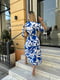 Синьо-біла розкльошена сукня-міді в принт | 6833608 | фото 4