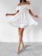 Розкльошена біла міні-сукня з відкритими плечима | 6833619 | фото 3