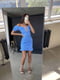 Драпірована блакитна сукня в горошок з відкритими плечима | 6833623 | фото 2