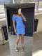 Драпірована блакитна сукня в горошок з відкритими плечима | 6833623 | фото 3