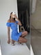 Драпірована блакитна сукня в горошок з відкритими плечима | 6833623 | фото 4