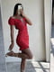 Драпірована червона сукня в горошок з відкритими плечима | 6833624 | фото 3