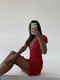 Драпірована червона сукня в горошок з відкритими плечима | 6833624 | фото 4