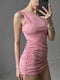 Сукня рожева в рубчик із затяжками | 6833627 | фото 3