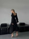 Однотонна чорна сукня-міді з розрізом на ніжці | 6833636 | фото 4