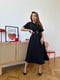 Чорна сукня-міді А-силуету з поясом | 6833641 | фото 2