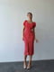 Червона сукня-міді в квітковий принт з розрізом | 6833649