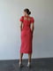 Червона сукня-міді в квітковий принт з розрізом | 6833649 | фото 2