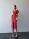 Червона сукня-міді в квітковий принт з розрізом | 6833649 | фото 4