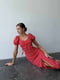 Червона сукня-міді в квітковий принт з розрізом | 6833649 | фото 5