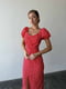 Червона сукня-міді в квітковий принт з розрізом | 6833649 | фото 6