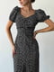 Чорна сукня-міді в квітковий принт з розрізом | 6833650 | фото 6