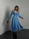 Блакитна А-силуетна сукня-міді в квітковий принт | 6833665 | фото 3