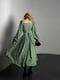 Оливкова А-силуетна сукня-міді в квітковий принт | 6833667 | фото 5