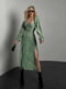 Оливкова А-силуетна сукня-міді в квітковий принт | 6833667 | фото 6