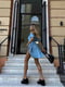 Розкльошена блакитна міні-сукня зі шнурівкою на спинці | 6833676 | фото 4