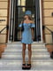 Розкльошена блакитна міні-сукня зі шнурівкою на спинці | 6833676 | фото 5