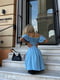 Розкльошена блакитна міні-сукня зі шнурівкою на спинці | 6833676 | фото 6