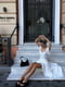 Муслінова біла сукня-міді із зав’язкою на ліфі | 6833679 | фото 5