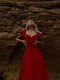 Муслінова червона сукня-міді із зав’язкою на ліфі | 6833680 | фото 2