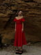 Муслінова червона сукня-міді із зав’язкою на ліфі | 6833680 | фото 3