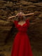 Муслінова червона сукня-міді із зав’язкою на ліфі | 6833680 | фото 5