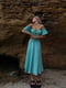 Муслінова сукня-міді м’ятного кольору із зав’язкою на ліфі | 6833681 | фото 2