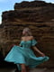 Муслінова сукня-міді м’ятного кольору із зав’язкою на ліфі | 6833681 | фото 5