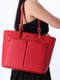 Велика червона сумка-тоут з екошкіри | 6833890 | фото 3