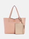 Двусторонняя розово-серая сумка с мини-клатчем | 6833908 | фото 2